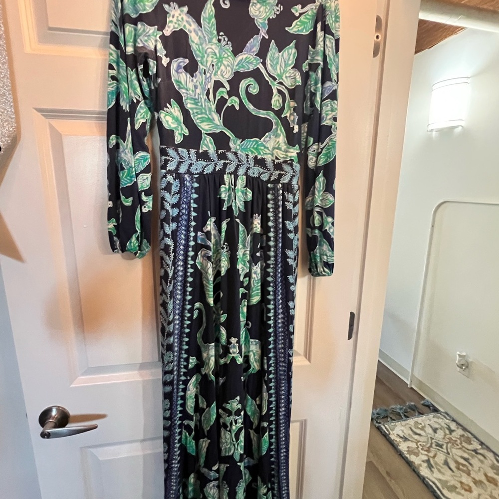 Lilly Pulitzer Navy and Green Long Sleeve Dress